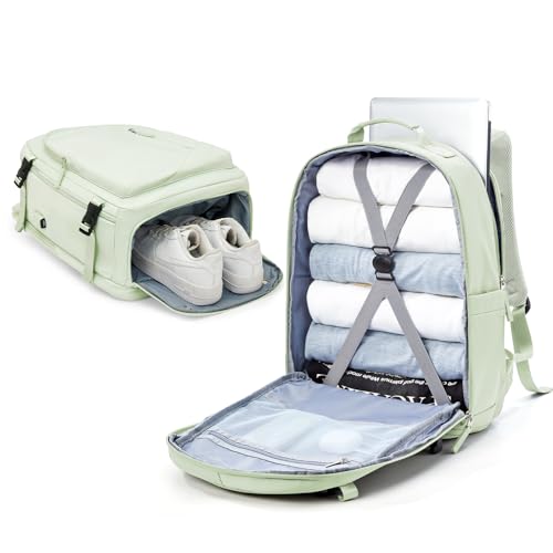 suradar Großer Reiserucksack Damen,Handgepäck 45X36X20 Rucksack 45x36x20 Easyjet Rucksack Wasserdicht Laptop Business Herren Reiserucksack Handgepäck Flugzeug mit Schuhfach Mintgrün von suradar