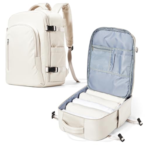 suradar Handgepäck 45x36x20cm für EasyJet Klein Reiserucksack für Flugzeug Unter Sitzplatz Tasche Laptop Rucksack 15.6 Zoll Handgepäck Rucksack für Business Schule Reise Beige von suradar