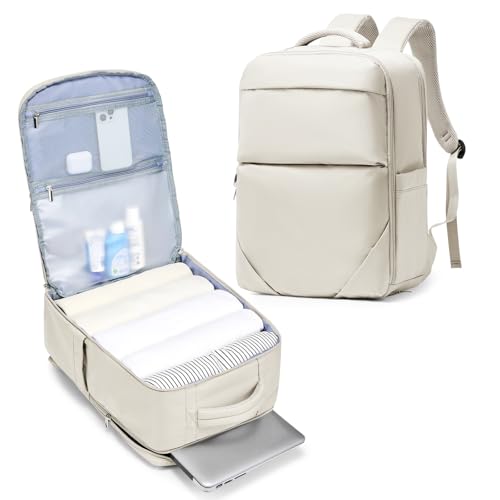 suradar für Ryanair Handgepäck 40x20x25 Rucksack Handgepäck Flugzeug,Reiserucksack Klein Handgepäck Tasche,Carry On Luggage Travel Backpack Reisetasche mit Separates Fach für Nasse Handtücher Beige von suradar