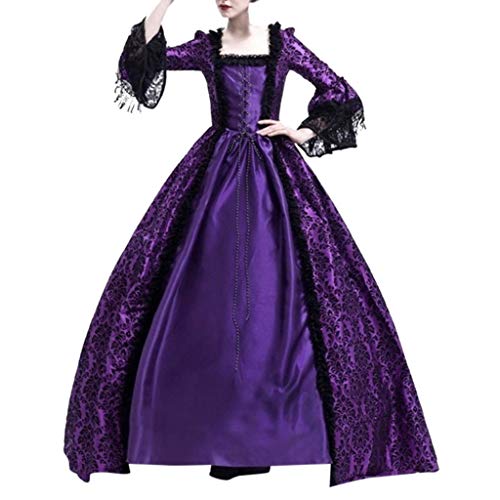 sutelang lurryly Damen Mittelalter Kleid, Mittelalter Kostüm Damen, Mittelalterliches Kleid Mit Trompetenärmeln Taille Kleid Halloween Karneval Kostüm Für Frauen von sutelang lurryly