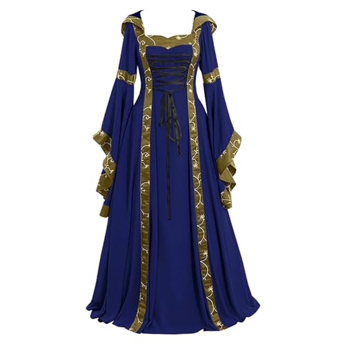 sutelang lurryly Damen Mittelalter Kleid, Prinzessin Kostüm Damen, Mittelalterliches Kleid Mit Trompetenärmeln Taille Kleid Karneval Party Halloween Kostüm von sutelang lurryly