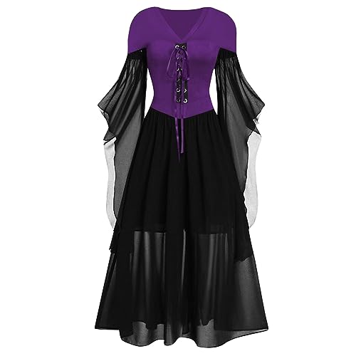 sutelang lurryly Gothikkleider Damen, Karnevalskostüme Damen, Maxikleider Renaissance Party Festlich Übergröße Vintage Mittelalter Kleid Karneval Halloween Party Prinzessin Kostüm von sutelang lurryly