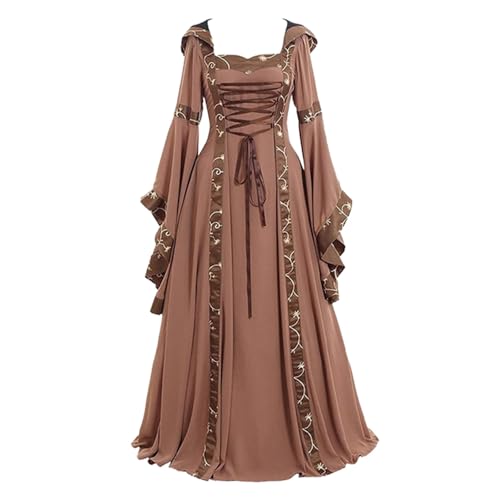 sutelang lurryly Medieval Dress Damen, Kostüm Damen Karneval, Mittelalterliches Kleid Mit Trompetenärmeln Taille Kleid Für Halloween Karneval Kostüm von sutelang lurryly