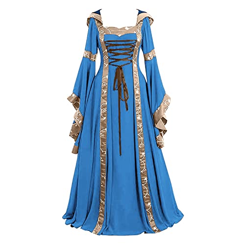 sutelang lurryly Medieval Dress Damen, Renaissance Kleid Damen, Retro Mittelalter Kleid Mit Trompetenärmel Halloween Kleid Kleidung Halloween Kostüm Prinzessin Ballkleid von sutelang lurryly