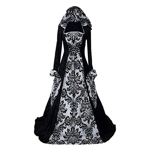 sutelang lurryly Medieval Dress Damen, Renaissance Retro Partykleid, Retro Mittelalter Kleid Mit Trompetenärmel Halloween Kleid Kleidung Halloween Karneval Kostüm Für Frauen von sutelang lurryly