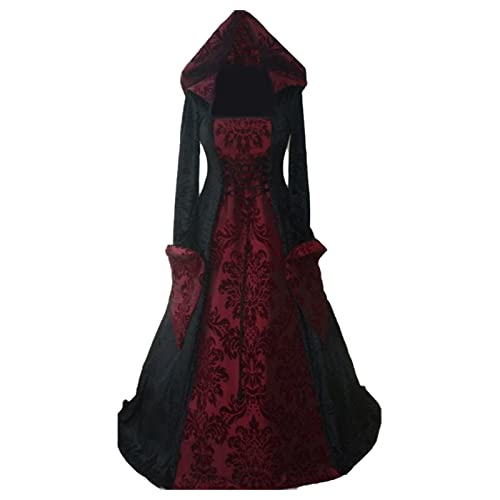 sutelang lurryly Mittelalter Kleid Damen, Karnevalskostüm Damen, Retro Mittelalter Kleid Mit Trompetenärmel Halloween Kleid Kleidung Karneval Halloween Party Prinzessin Kostüm von sutelang lurryly