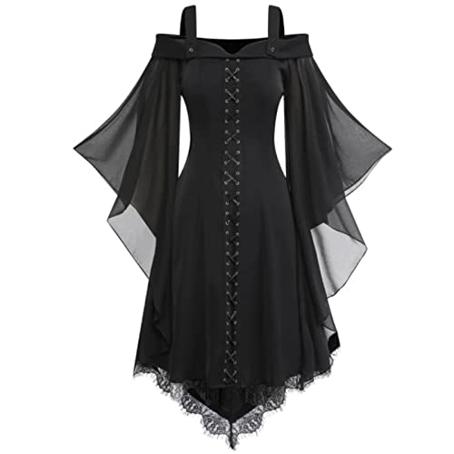 sutelang lurryly Mittelalter Kleid Damen, Kostüm Damen Karneval, Maxikleider Renaissance Party Festlich Übergröße Vintage Mittelalter Kleid Halloween Kostüm Prinzessin Ballkleid von sutelang lurryly