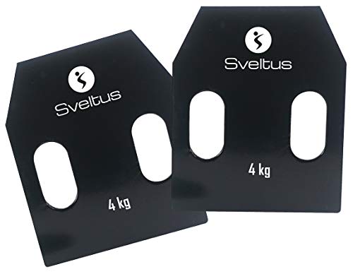 sveltus 1799-3 Stahlplatten mit Griffen, 4 kg X 2 , Erwachsene, Unisex, Schwarz, One Size von sveltus