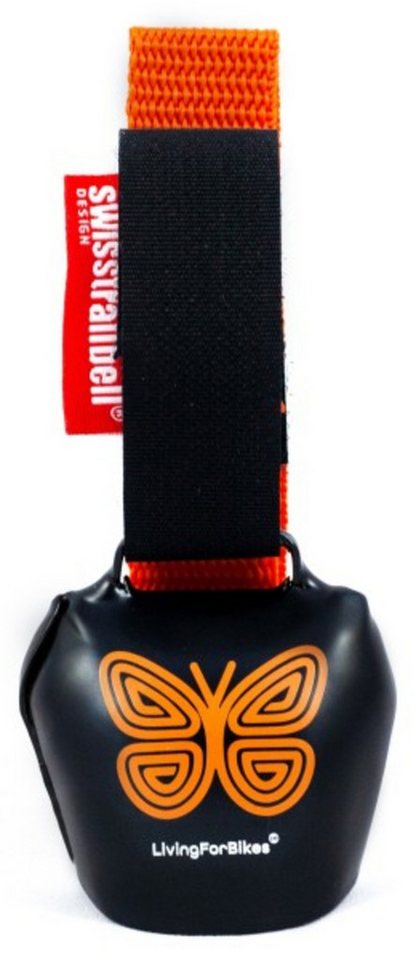 swisstrailbell Fahrradklingel "Mexico Edition" Deep Black: Orange Mariposa, orangenes Band, Fahrradklingel im Kuhglocken-Design swisstrailbell Fahrradklingel "Mexico Edition" Deep Black: Orange Mariposa, orangenes Band, Fahrradklingel im Kuhglocken-Design von swisstrailbell