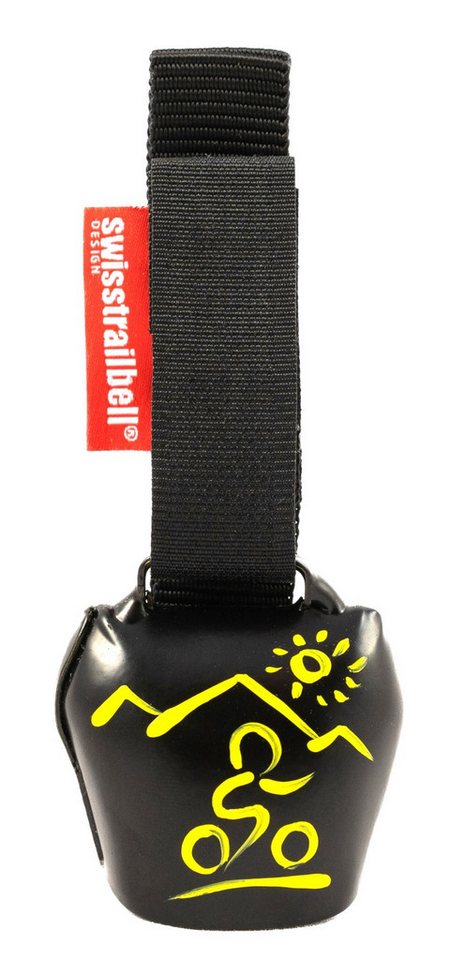 swisstrailbell Fahrradklingel swisstrailbell® Deep Black mit gelbem MTB, Trailbell, Bear Bell, Fahrr von swisstrailbell
