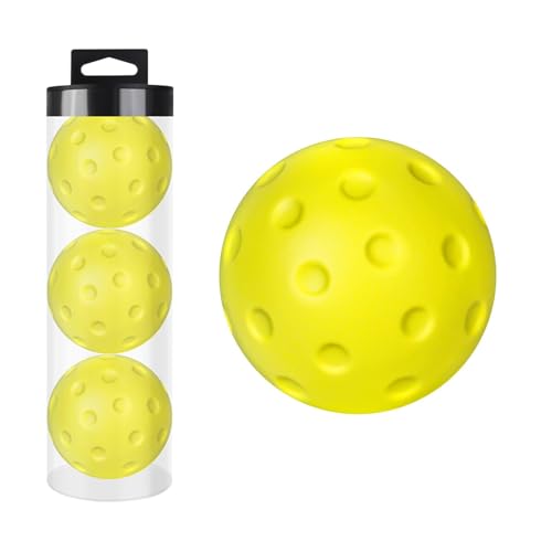 Pickleballs für den Innenbereich – 3 Stück PU-Schaum-Pickleballs | 74 mm leise Pickleball-Bohrer | leises Pickleballs zum Üben | weicher hohler Pickleball für drinnen und draußen, Hof, Rasen, von szaluyk