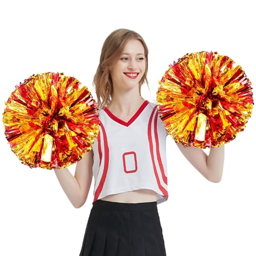 szaluyk Pom Poms Cheerleading – 2 Stück glänzende Mädchen-Poms | Cheerleading Squad Spirited Fun Pompons Cheer Kostümzubehör | Glänzender Mädchen-Pom für Party-Tanzsport für Mädchen von szaluyk