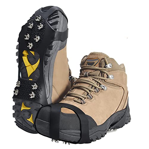 takyu Spikes für Schuhe,10 Zähne Edelstahl Seigeisen für Bergschuhe,Grödel für Winter Walking Wandern Bergsteigen (M:34.5-40.5CM) von takyu