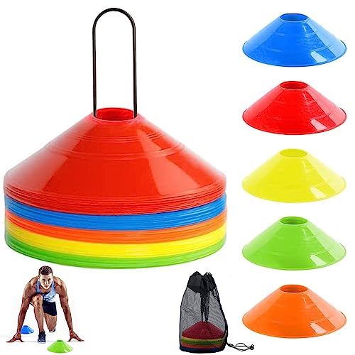 tallkeey 50 Stück Markierungshütchen, Fussball Hütchen Mit Ständer, Sport Hütchen, Fussball Trainingszubehör für Fussball, Basketball, Handball, Koordinationstraining tallkeey 50 Stück Markierungshütchen, Fussball Hütchen Mit Ständer, Sport Hütchen, Fussball Trainingszubehör für Fussball, Basketball, Handball, Koordinationstraining von tallkeey