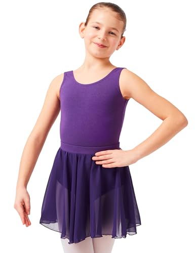 tanzmuster ® Ballettrock Mädchen Ballett - Eva - aus Chiffon - lockerluftiger Ballettrock zum Reinschlüpfen für Kinder, lila, Größe:92/98 von tanzmuster