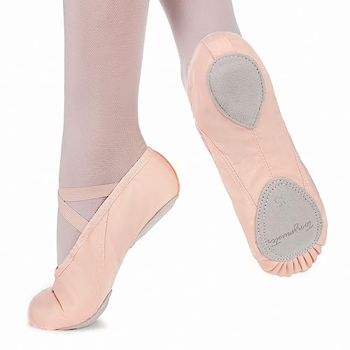 tanzmuster Ballettschuhe Mädchen - Charlie - Geteilte Ledersohle - rosa-apricot Größe 25- Ballettschläppchen für Kinder - rosa Tanzschuhe fürs Ballett von tanzmuster