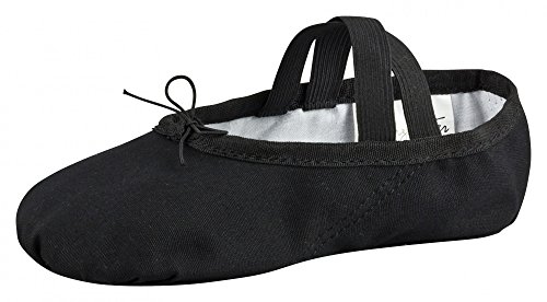 tanzmuster Ballettschuhe Mädchen - DANI - ganze Ledersohle- Schwarz Größe 24 - Ballettschläppchen für Kinder - Schwarze Tanzschuhe fürs Ballett von tanzmuster