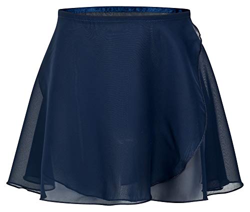 tanzmuster ® Wickelrock Mädchen Ballett - Emma - aus transparentem Chiffon - lockerluftiger Ballettrock zum Binden für Kinder in Marineblau, Größe:92/98 von tanzmuster