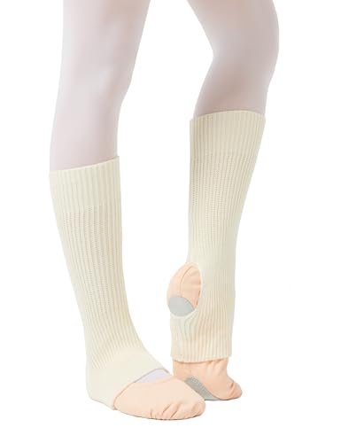 tanzmuster Kinder Ballett Stulpen "Leo", 40 cm lang mit Fersenloch, extra weich und warm in weiß von tanzmuster