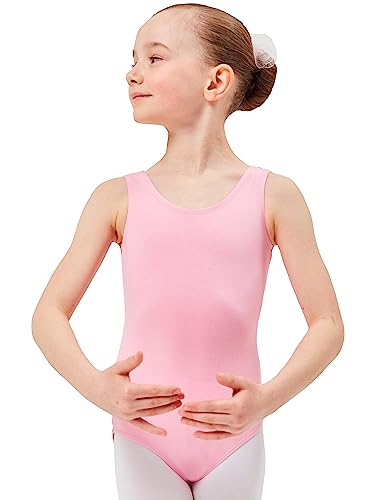 tanzmuster Ballettanzug Mädchen ärmellos - Lissy - weiche Baumwolle - Ballettbody Kinder Ballett Trikot - rosa, 152/158 von tanzmuster