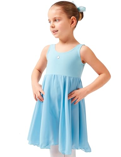 tanzmuster ® Ballettkleid Mädchen ärmellos - Helena - aus weichem Baumwollstoff mit Glitzerstein und Chiffon Röckchen fürs Kinder Ballett Ballettbody, hellblau, Größe:116/122 tanzmuster ® Ballettkleid Mädchen ärmellos - Helena - aus weichem Baumwollstoff mit Glitzerstein und Chiffon Röckchen fürs Kinder Ballett Ballettbody, hellblau, Größe:116/122 von tanzmuster