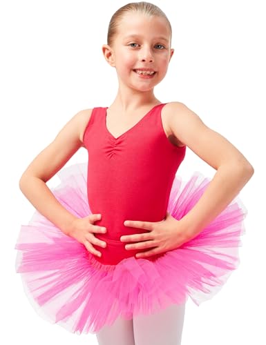 tanzmuster Ballettrock Mädchen Tutu - Pia - DREI Lagen Tüll weicher, Baumwollbund - Ballett Tuturock für Kinder in pink, Größe: 92/98 tanzmuster Ballettrock Mädchen Tutu - Pia - DREI Lagen Tüll weicher, Baumwollbund - Ballett Tuturock für Kinder in pink, Größe: 92/98 von tanzmuster