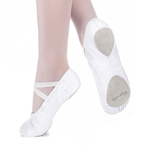 tanzmuster Ballettschuhe Damen - Charlie - Geteilte Ledersohle - weiß Größe 40- Ballettschläppchen für Erwachsene - weiße Tanzschuhe fürs Ballett tanzmuster Ballettschuhe Damen - Charlie - Geteilte Ledersohle - weiß Größe 40- Ballettschläppchen für Erwachsene - weiße Tanzschuhe fürs Ballett von tanzmuster