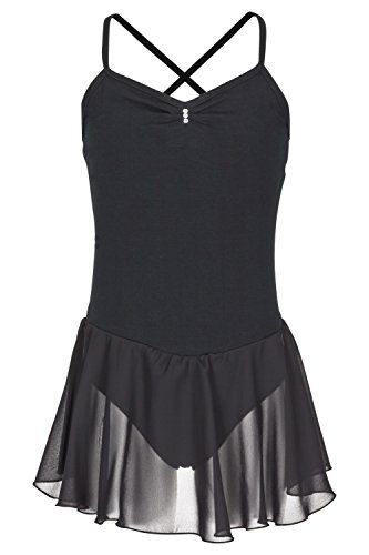 tanzmuster Kinder Ballettkleid Maja - süßer Spaghetti-Träger Ballettbody mit Chiffon Röckchen und Glitzersteinen in schwarz, Größe:164/170 tanzmuster Kinder Ballettkleid Maja - süßer Spaghetti-Träger Ballettbody mit Chiffon Röckchen und Glitzersteinen in schwarz, Größe:164/170 von tanzmuster