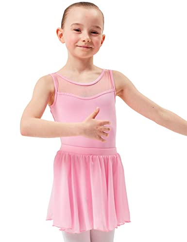 tanzmuster Kinder Ballettrock Eva zum Reinschlüpfen aus Baumwolle und Chiffon in rosa, Größe:164/170 von tanzmuster