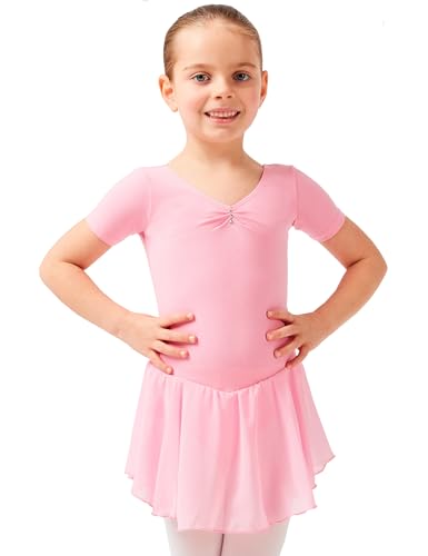 tanzmuster ® Ballettkleid Mädchen Kurzarm - Betty - aus Baumwolle mit Glitzersteinen und Chiffon Röckchen in rosa, Größe:152/158 tanzmuster ® Ballettkleid Mädchen Kurzarm - Betty - aus Baumwolle mit Glitzersteinen und Chiffon Röckchen in rosa, Größe:152/158 von tanzmuster