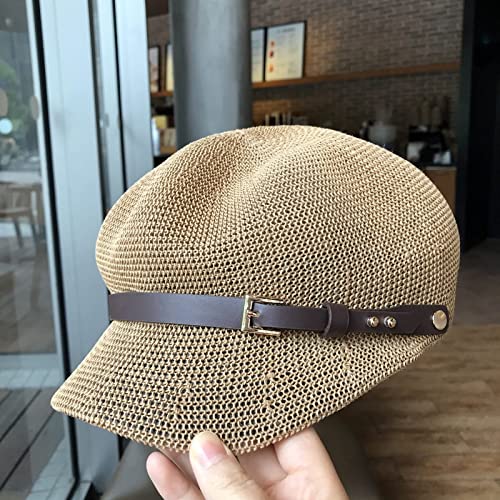 Baskenmütze Damen Achteckige Kappe Stroh Frauen Sommer Dünne Zeitungsjunge Kappe Maler Verstellbare Baskenmütze Mesh Atmungsaktiver Strand Strohhut,Khaki,56-58Cm Baskenmütze Damen Achteckige Kappe Stroh Frauen Sommer Dünne Zeitungsjunge Kappe Maler Verstellbare Baskenmütze Mesh Atmungsaktiver Strand Strohhut,Khaki,56-58Cm von tcax