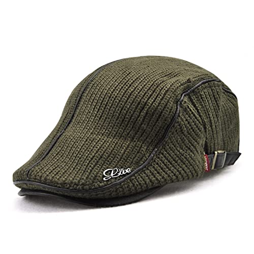 tcax Schiebermütze Herren Herbst-Winter-Häkelmütze Mit Schnalle Entenschnabelmützen Für Herren, Baskenmütze, Damen, Militär, Visiere, Verdicken, Wärmer, Strickmütze, Grün, 56-60 cm tcax Schiebermütze Herren Herbst-Winter-Häkelmütze Mit Schnalle Entenschnabelmützen Für Herren, Baskenmütze, Damen, Militär, Visiere, Verdicken, Wärmer, Strickmütze, Grün, 56-60 cm von tcax