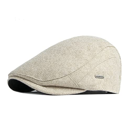 tcax Schiebermütze Herren Newsboy Ivy Duckbill Cap Vintage Winter Flat Cap Outdoor Sports Retro Baskenmütze Casual Hat, Beige, 55-60Cm tcax Schiebermütze Herren Newsboy Ivy Duckbill Cap Vintage Winter Flat Cap Outdoor Sports Retro Baskenmütze Casual Hat, Beige, 55-60Cm von tcax