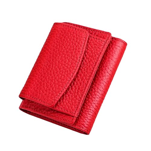tddouck Kleine Brieftasche für Frauen echtes Leder Mini Brieftasche RFID Blockierkartenhalter Damen Geldbeutel rote Brieftaschen von tddouck