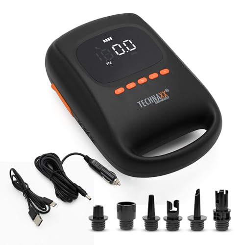 Technaxx SUP-Akku-Luftpumpe mit Powerbank-Funktion TX-266-7500 mAh Akku bis zu 3 Stand-Up-Paddle-Boards mit Einer Ladung, automatischer Pumpenstopp, 2 LED-Leuchten, 12-V-Autolade- & USB-C-Kabel Technaxx SUP-Akku-Luftpumpe mit Powerbank-Funktion TX-266-7500 mAh Akku bis zu 3 Stand-Up-Paddle-Boards mit Einer Ladung, automatischer Pumpenstopp, 2 LED-Leuchten, 12-V-Autolade- & USB-C-Kabel von technaxx
