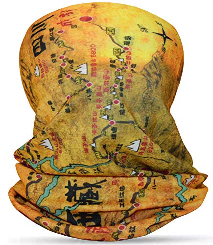 Multifunktionstuch Nahtloses Bandana Atmungsaktiv Halstuch/Schal Kopftuch Stirnband Schlauchtuch Laufschal für Radfahren Klettern Motorradfahren Outdoor Landkarte-Muster Map-Tibet/Sichuan Vintage von thb Richter