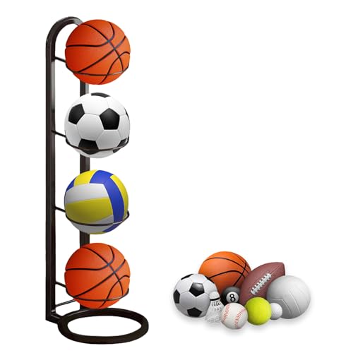 thirei 4 Lagiger Ballständer, Basketballständer, Vertikale Ballaufbewahrung, Ball Rack, Ball Display Ständer für Basketball, Fußball, Volleyball thirei 4 Lagiger Ballständer, Basketballständer, Vertikale Ballaufbewahrung, Ball Rack, Ball Display Ständer für Basketball, Fußball, Volleyball von thirei