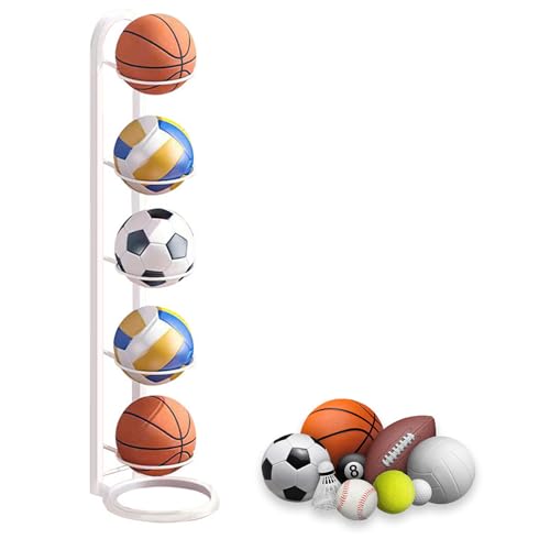 thirei 5 Lagiger Ballständer, Ballregal, Vertikale Ballaufbewahrung, Ball Rack, Ball Display Ständer für Basketball, Fußball, Volleyball, Weiß thirei 5 Lagiger Ballständer, Ballregal, Vertikale Ballaufbewahrung, Ball Rack, Ball Display Ständer für Basketball, Fußball, Volleyball, Weiß von thirei