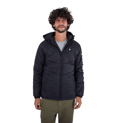 thread collective inc. Herren Portage Puffer Bomber Jacket Jacke, schwarz, M von Hurley