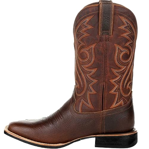 ticticlily Cowboy Boots Herren Western Cowboystiefel Vintage Motorradstiefel Winter Männer Leder Kurzschaft Stiefel Unisex Erwachsene Reiterstiefel Arbeitsstiefel C Braun 47 von ticticlily