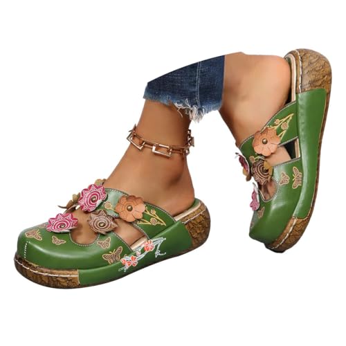 ticticlily Damen Clog Sommer Sandalen mit Absatz Pantoletten Hausschuhe Leder Slip-Ons Pumps Vintage Blume Slipper Mokassins Wedges Loafer Schuhe Flip Flops Zehentrenner Neu Kork Sandalen C Grün 37 EU ticticlily Damen Clog Sommer Sandalen mit Absatz Pantoletten Hausschuhe Leder Slip-Ons Pumps Vintage Blume Slipper Mokassins Wedges Loafer Schuhe Flip Flops Zehentrenner Neu Kork Sandalen C Grün 37 EU von ticticlily