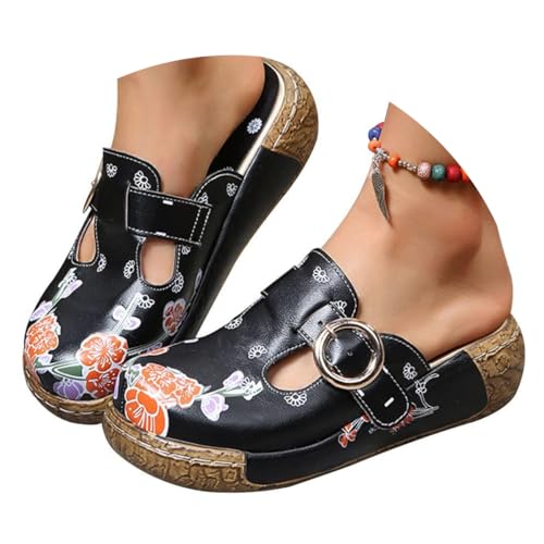 ticticlily Damen Clogs Slipper Leder Sandalen Plattform Pantoffel Sommerschuhe Vintage Rückenfrei Clogs Flache Schuhe Dicker Boden Strandschuhe Schwarz 39 EU ticticlily Damen Clogs Slipper Leder Sandalen Plattform Pantoffel Sommerschuhe Vintage Rückenfrei Clogs Flache Schuhe Dicker Boden Strandschuhe Schwarz 39 EU von ticticlily