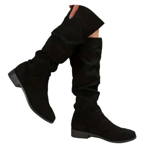 ticticlily Damen Hohe Stiefel Winter Schuhe Warme Leder Reitstiefel Niedrige mit Absatz Komfort Beiläufige Schnalle Langschaft Kniehohe Stiefel F Schwarz 42 EU ticticlily Damen Hohe Stiefel Winter Schuhe Warme Leder Reitstiefel Niedrige mit Absatz Komfort Beiläufige Schnalle Langschaft Kniehohe Stiefel F Schwarz 42 EU von ticticlily