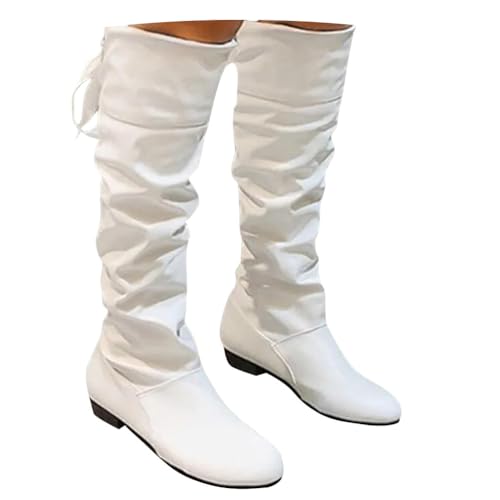 ticticlily Damen Hohe Stiefel Winter Schuhe Warme Leder Reitstiefel Niedrige mit Absatz Komfort Beiläufige Schnalle Langschaft Kniehohe Stiefel H Weiß 35 EU ticticlily Damen Hohe Stiefel Winter Schuhe Warme Leder Reitstiefel Niedrige mit Absatz Komfort Beiläufige Schnalle Langschaft Kniehohe Stiefel H Weiß 35 EU von ticticlily