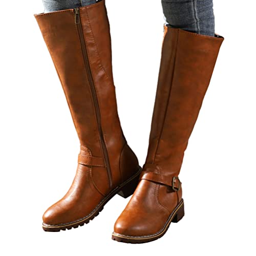 ticticlily Damen Hohe Stiefel Winter Sexy Mode Casual Flache Boots Blockabsatz Slip On Leder Lange Stiefel Schuhe C Braun 39 EU ticticlily Damen Hohe Stiefel Winter Sexy Mode Casual Flache Boots Blockabsatz Slip On Leder Lange Stiefel Schuhe C Braun 39 EU von ticticlily
