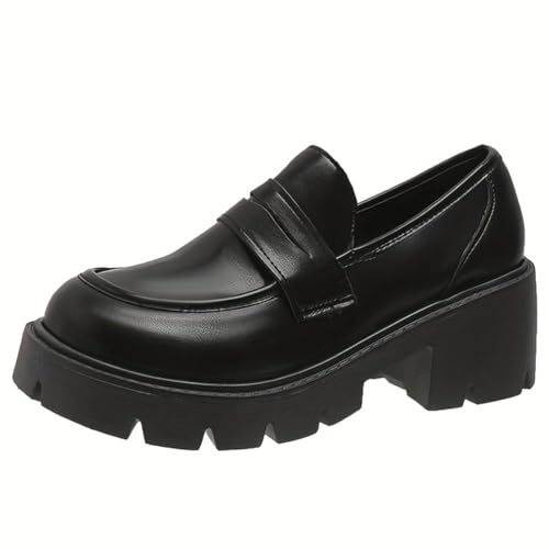 ticticlily Damen Klassische Hamble Loafer Bequeme Mokassins Slippers Plateau Damen Frauen Businessschuhe B Schwarz 39 EU von ticticlily