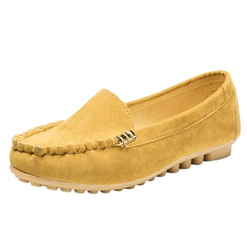 ticticlily Damen Loafer Bequeme Flacher Mokassins Slippers Schuhe Faltbare Klassische Loafer A Gelb 39 EU von ticticlily