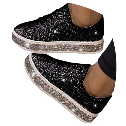 ticticlily Damen Schuhe Mode Strass Pailletten Beiläufig Sport Outdoor Leichtgewichts Laufschuhe Schnürsenkel Walkingschuhe Wanderschuhe B Schwarz 41 EU ticticlily Damen Schuhe Mode Strass Pailletten Beiläufig Sport Outdoor Leichtgewichts Laufschuhe Schnürsenkel Walkingschuhe Wanderschuhe B Schwarz 41 EU von ticticlily