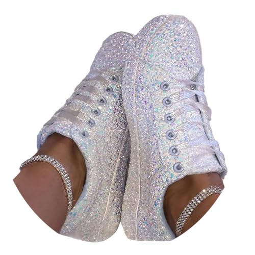 ticticlily Damen Sneakers Slip On Schnürsenkel Strass Pailletten Bequem Leichte Atmungsaktiv Freizeitschuhe Walking Outdoor Gym A Weiß 42 EU ticticlily Damen Sneakers Slip On Schnürsenkel Strass Pailletten Bequem Leichte Atmungsaktiv Freizeitschuhe Walking Outdoor Gym A Weiß 42 EU von ticticlily