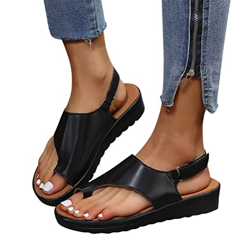 ticticlily Damen Sommer Big Toe Fußkorrektur Sandale Frauen Schuhe Sommer Strand Reise Flache Zehentrenner Flip Flops A Schwarz 38 EU von ticticlily